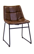 Black Steel Chair with Brown vinyl Back & Seat