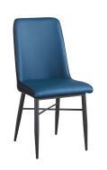 Black Steel Chair with Blue Vinyl Back & Seat
