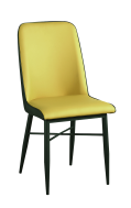 Black Steel Chair with Yellow Vinyl Back & Seat