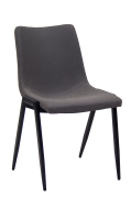 Black Steel Chair with Grey PU Leather Back & Seat