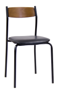 Indoor Metal Chair with Veneer Back and Vinyl Seat