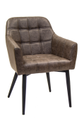 Light brown PU leather armchair with black steel legs