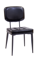 Indoor Black Metal Chair with Vinyl Seat & Back