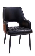 Vintage Black Steel Chair with Vinyl  Seat