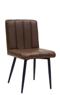 Indoor Black Metal Chair, Brown Vinyl Seat and Back
