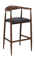 Indoor Metal Barstool with Arm, Black Vinyl Seat