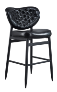 Indoor Metal Bar Stool with Black vinyl seat & Button Tufted Back