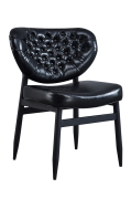 Indoor Metal Chair with Black vinyl seat & Button Tufted Back