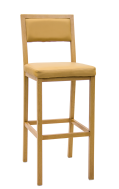 Indoor Metal Bar Stool in Natural Finish with Natural Vinyl Seat & Back