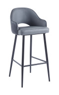 Vintage Steel Barstool With Gray Vinyl Seat and Back