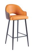 Vintage Steel Barstool With Orange Vinyl Seat and Back