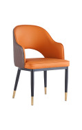 Indoor Steel Chair with Vinyl Seat and Back in Orange