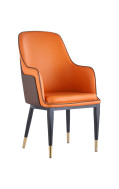 Indoor Vintage Steel Chair with Vinyl Seat and Back in Orange