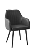 Grey Vinyl Armchair with Black Steel Legs