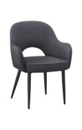 Dark Grey PU Leather Chair with Steel Legs