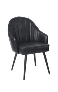Black Steel Chair with Black Vinyl Bucket Seat