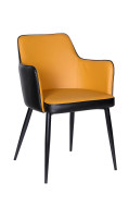 Bright Orange Vinyl Armchair with Black Steel Legs