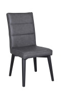 Black Steel Chair with Dark Grey PU Leather Seat