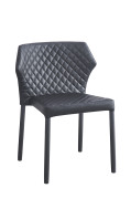 Black Steel Chair with Diamond Pattern Stitched Vinyl Back & Seat