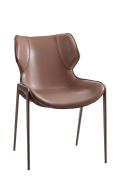 Indoor Wood Grain Metal Chair with Brown Vinyl Seat
