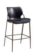 Indoor Wood Grain Metal Barstool with Black Vinyl Seat