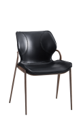 Indoor Wood Grain Metal Chair with Black Vinyl Seat