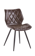 Indoor Diamond Stitched Dark Brown Vinyl Seat Metal Chair