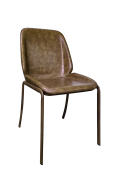 Indoor Wood Grain Metal Chair w/ Tan Brown Vinyl Seat