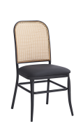 Indoor Black Metal Frame Chair w/ Poly Woven Back & Black Vinyl Seat
