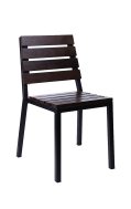 Indoor Metal Frame Chair w/ Slatted Ashwood Seat & Walnut-Colored Back