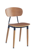Steel Chair w/ Light Cherry Wood Grain Finish & Veneer Seat & Back