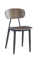 Steel Chair w/ Walnut Color Wood Grain Finish & Veneer Seat & Back