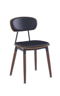 Steel Chair w/ Brown Finished Wood Grain & Black Vinyl Back & Seat