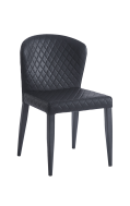 Indoor Diamond Pattern Stitched Chair w/ Metal Frame & Black Vinyl Seat & Back