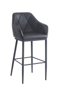 Black Barstool w/ Big Diamond Pattern Stitched Vinyl Seat & Metal Legs