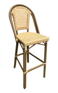 Aluminum Armless Barstool with Cream-Yellow Poly Woven Seat & Back