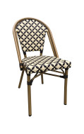 Aluminum Bamboo Print Patterned Chair with Black & White Poly Woven Seat & Back