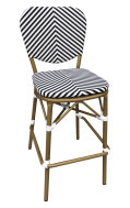 Aluminum Armless Barstool with Black &White Poly Woven Stripe Seat& Back, Outdoor Use