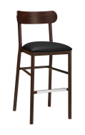 Aluminum Barstool with Black Vinyl Seat In Imitation Wood Finish, Indoor Use Only
