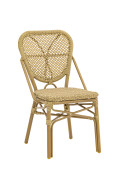Outdoor Aluminum Armless Chair with Natural-Color Poly Woven Seat & Back