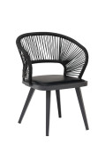 Outdoor Aluminum Chair with Black Rope Weave Back