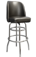 Swivel Barstool with Chrome Finish Base & Bucket Seat, Black