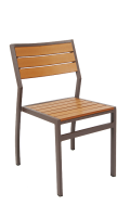 Aluminum Chair with Imitation Teak Slats, Rust Frame