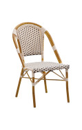 Classic Golden Bamboo-Style Metal Chair with Neutral Poly Woven Seat & Back, Outdoor Use