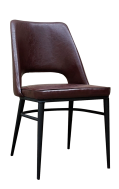 Vintage Black Steel Chair with Dark Brown Seat