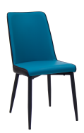 Black Steel Chair with Blue Vinyl Back & Seat