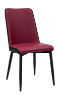 Black Steel Chair with Red Vinyl Back & Seat