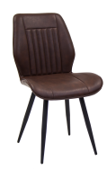 Black Steel Chair with Brown Vinyl Back & Seat