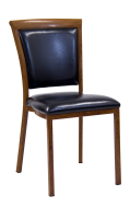 Indoor Wood Grain Metal Chair in Walnut Finish