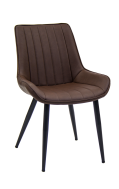 Vintage Black Steel Chair with Brown vinyl Back & Seat